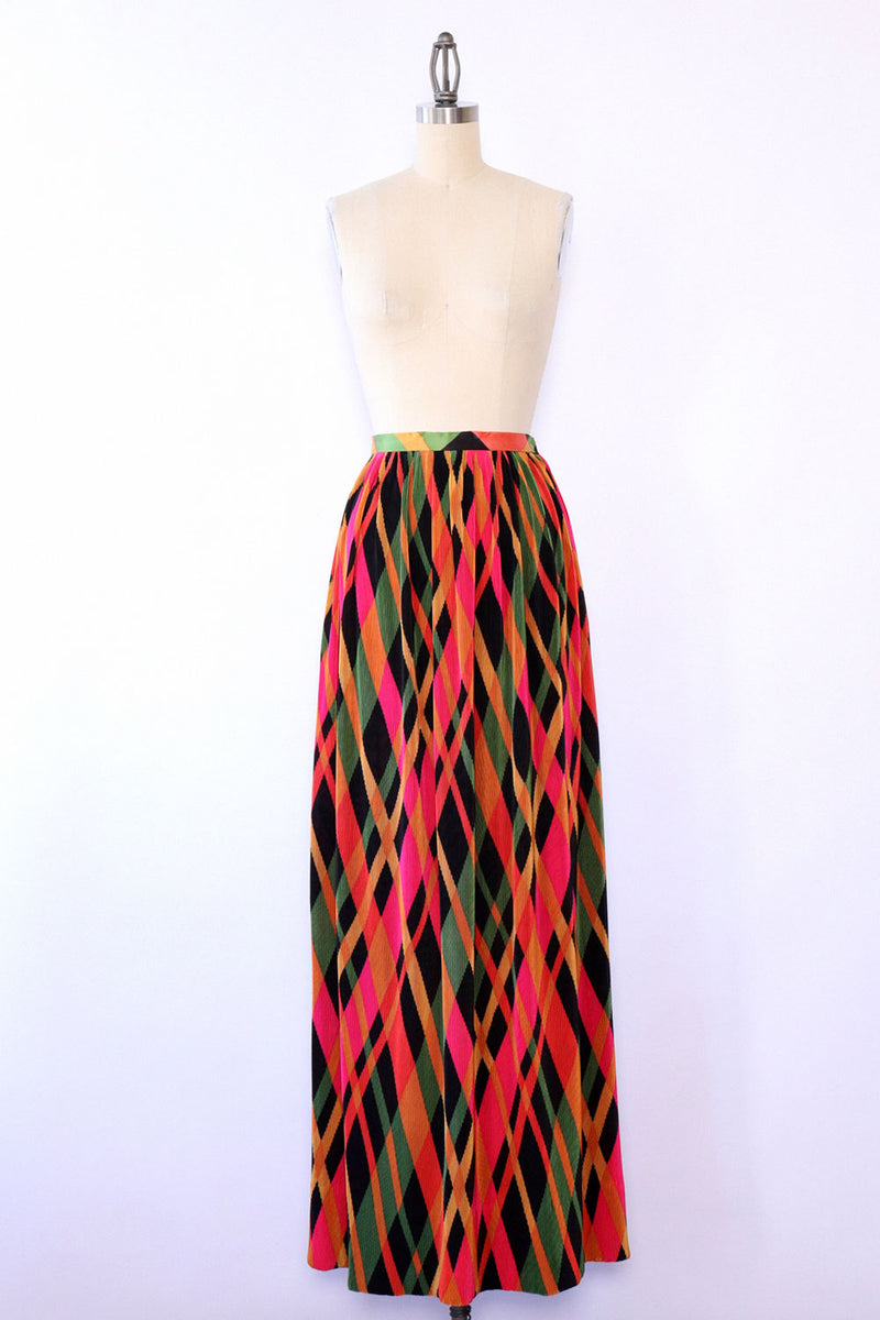 Dayglo Plaid Pleat Maxi XS