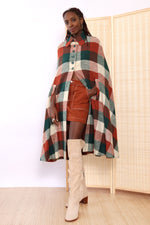 Sweeping Autumnal Plaid Cape XS/S