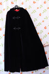 Hooded Midnight Velvet Maxi Cape XS-M