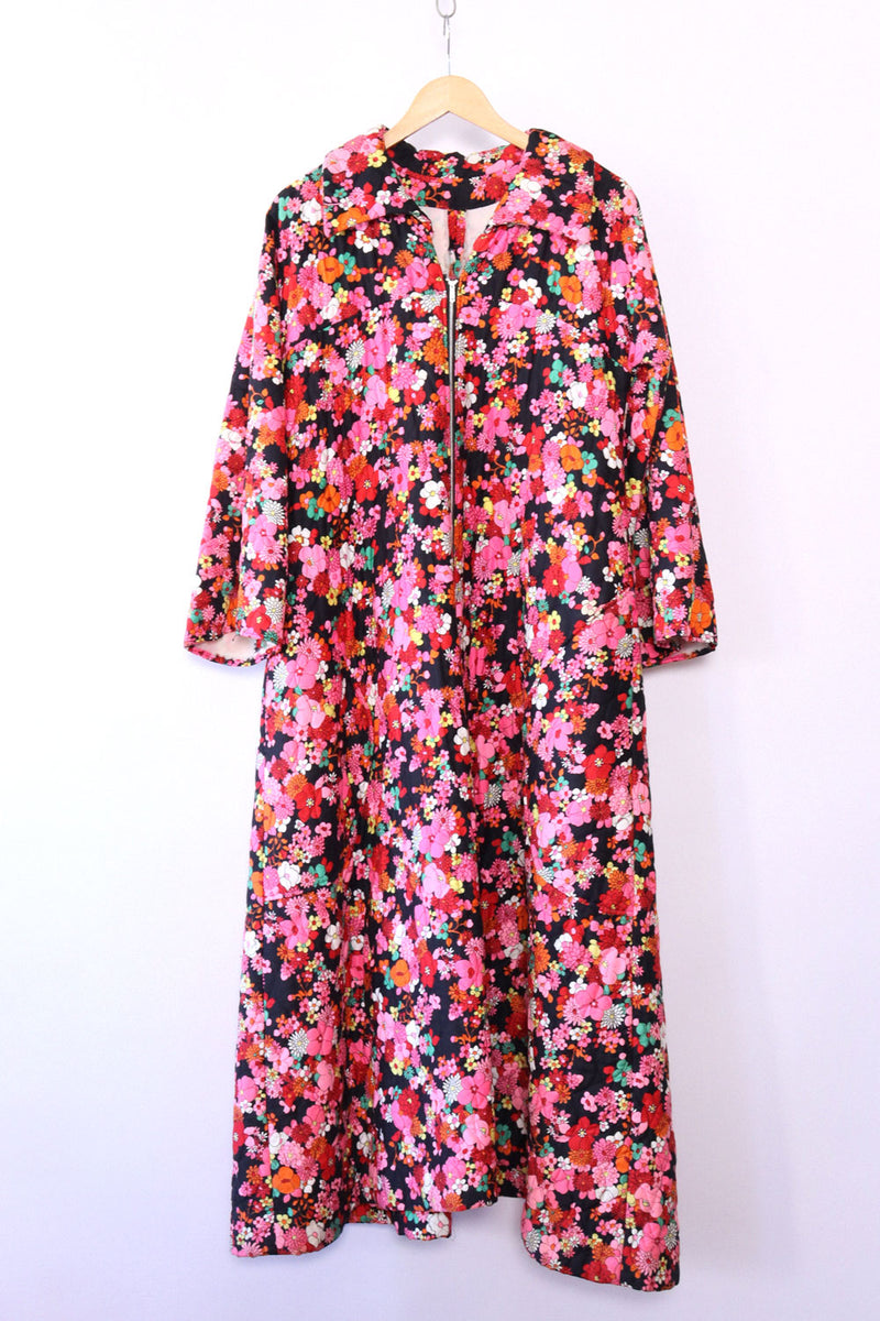 Technicolor Floral Quilted House Dress M/L