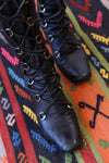 1960s Black Leather Lace Up Go-Go Boots 6-6.5