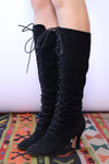 Suede Lace Up Granny Boots 7