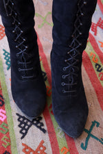 Suede Lace Up Granny Boots 7