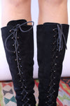 Suede Lace Up Granny Boots 7