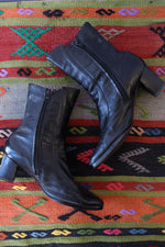 Jet Black Mod Leather Boots 8.5-9