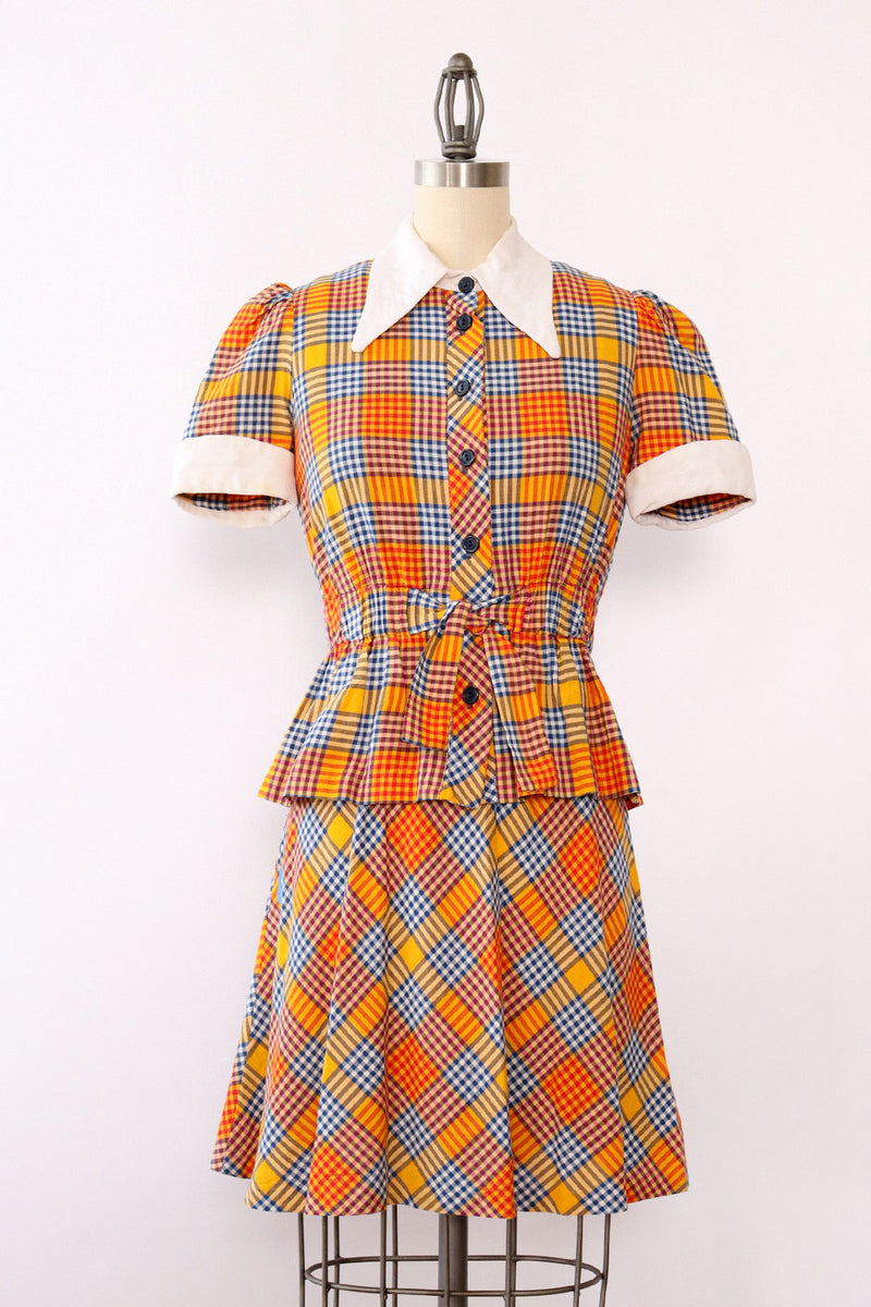 Young Edwardian Picnic Plaid Ensemble XS