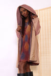 Reversible Mauve Pleated Hood Raincoat S-M/L