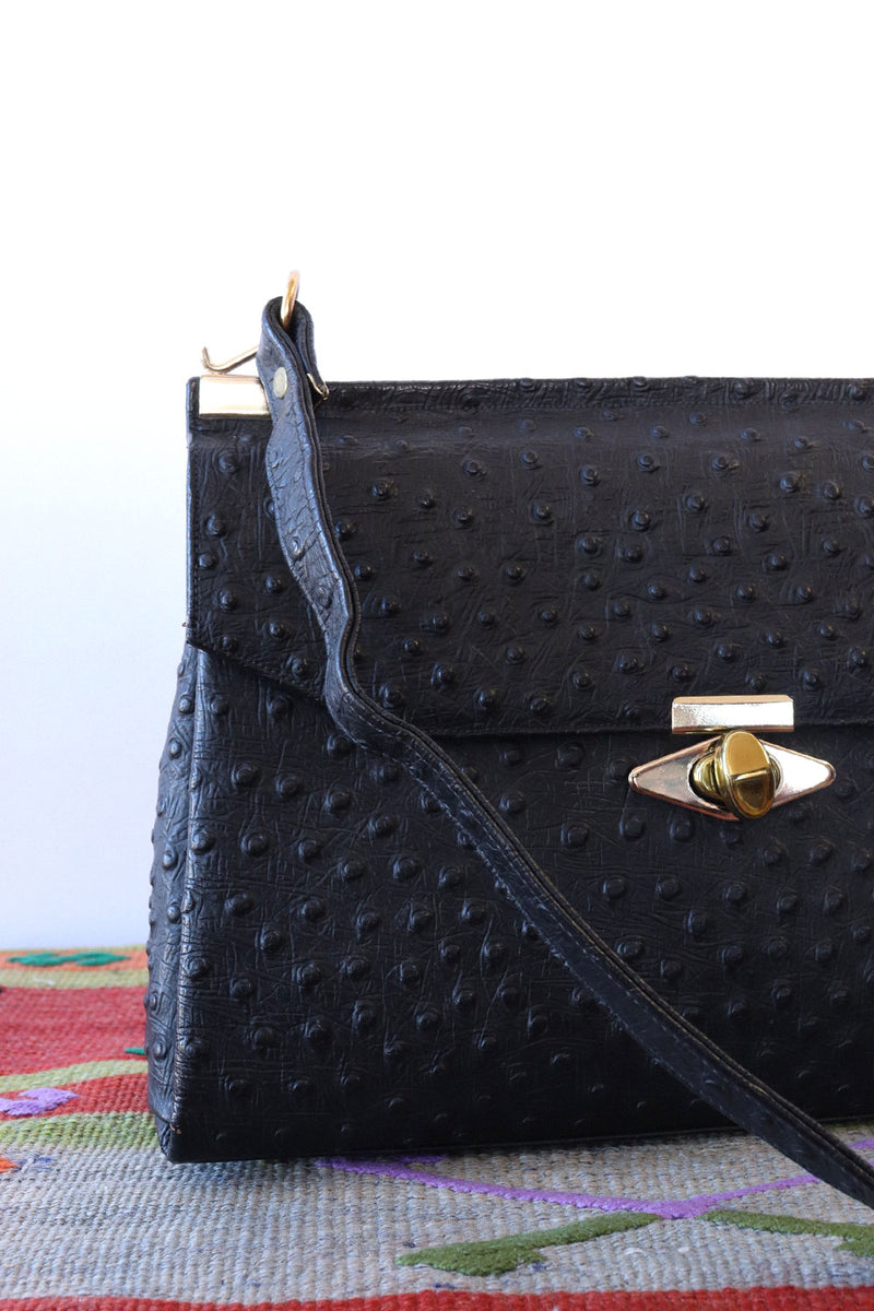 Ostrich Embossed Satchel