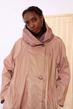 Reversible Mauve Pleated Hood Raincoat S-M/L