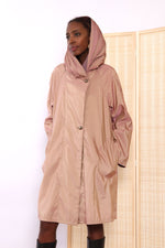 Reversible Mauve Pleated Hood Raincoat S-M/L