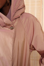 Reversible Mauve Pleated Hood Raincoat S-M/L