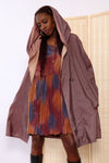 Reversible Mauve Pleated Hood Raincoat S-M/L