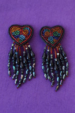 Beaded Fringe Heart Clip-ons