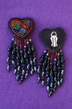 Beaded Fringe Heart Clip-ons