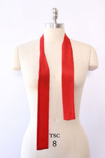 Cherry Red Dotted Skinny Silk Scarf