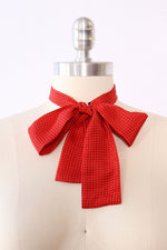 Cherry Red Dotted Skinny Silk Scarf