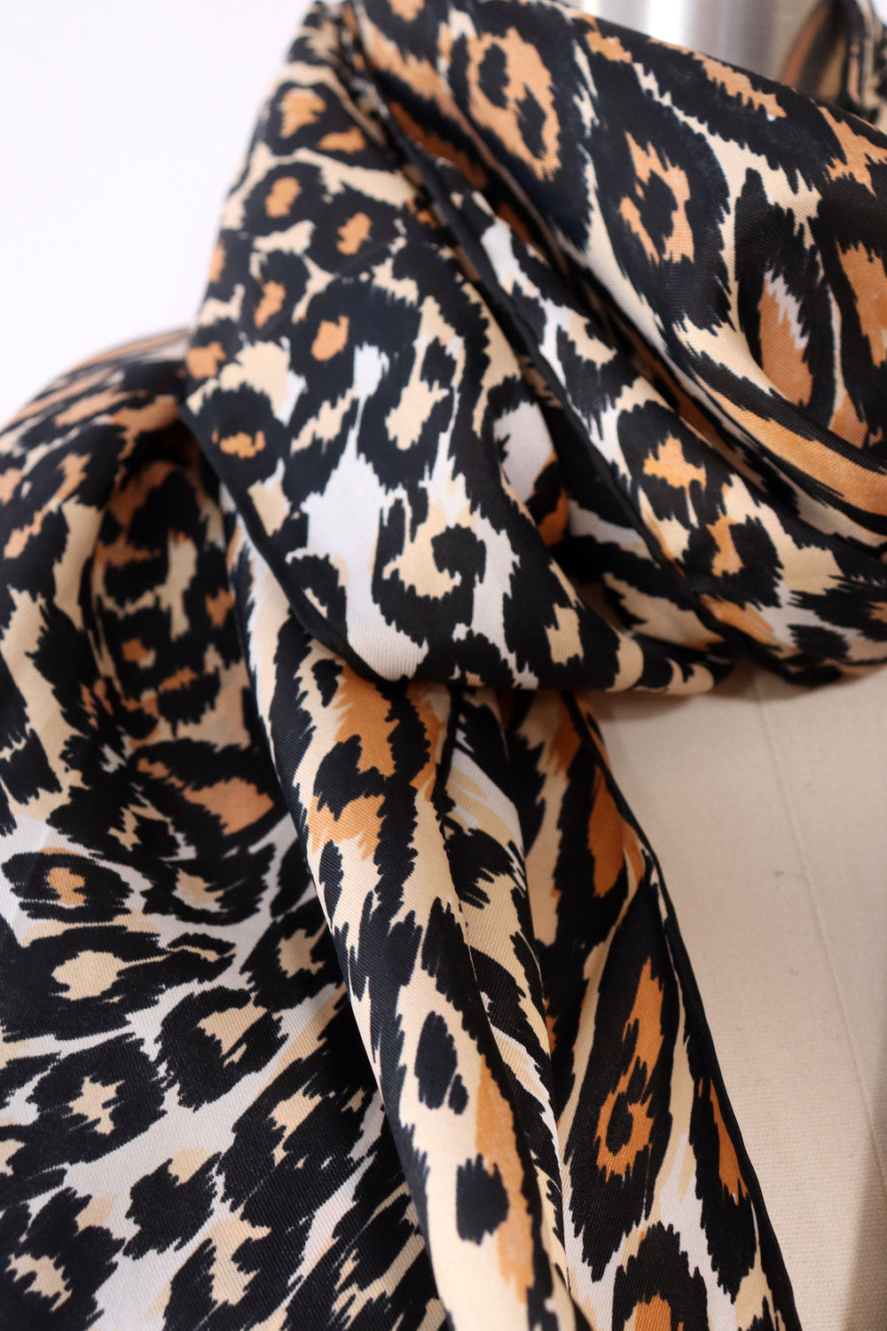 Silky Leopard Print Scarf