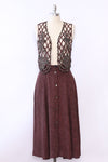 Openwork Printed Vest and Skirt Ensemble S