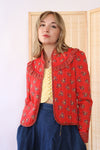 Cherry Red Calico Quilted Jacket S