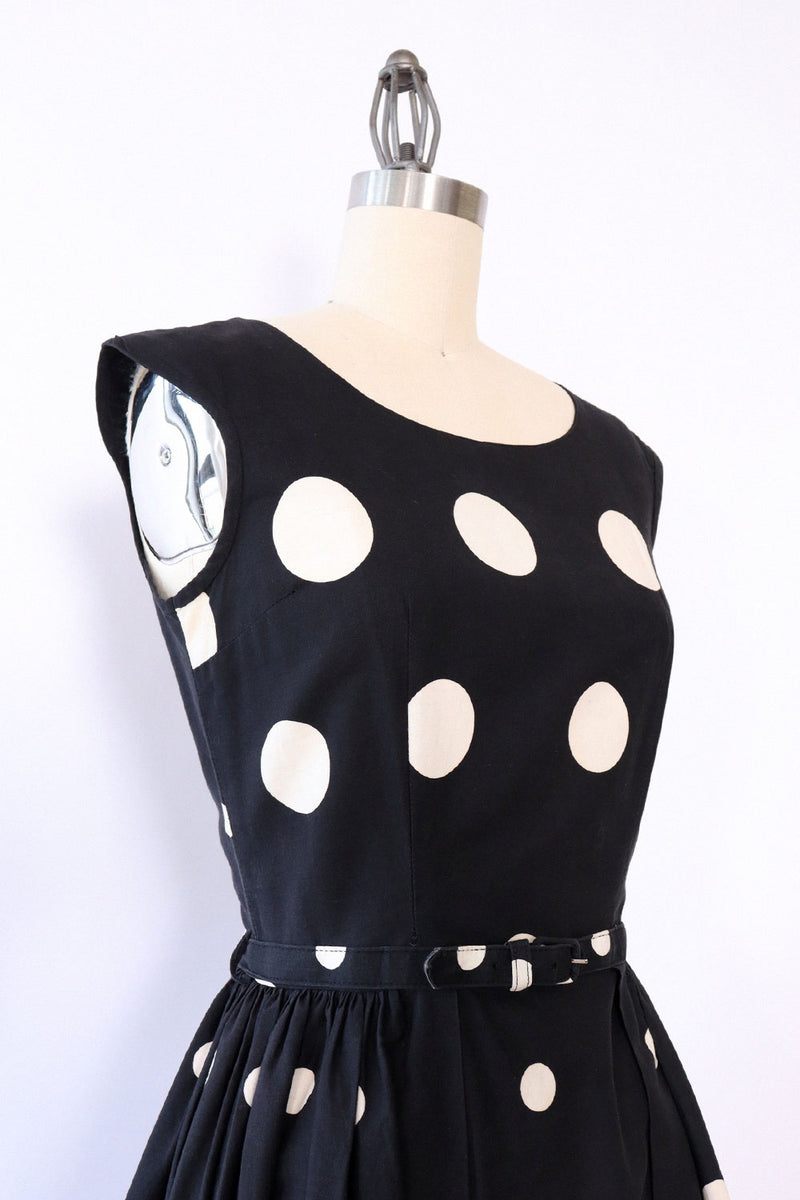 1950s Polka Dot Fit and Flare Dress XS