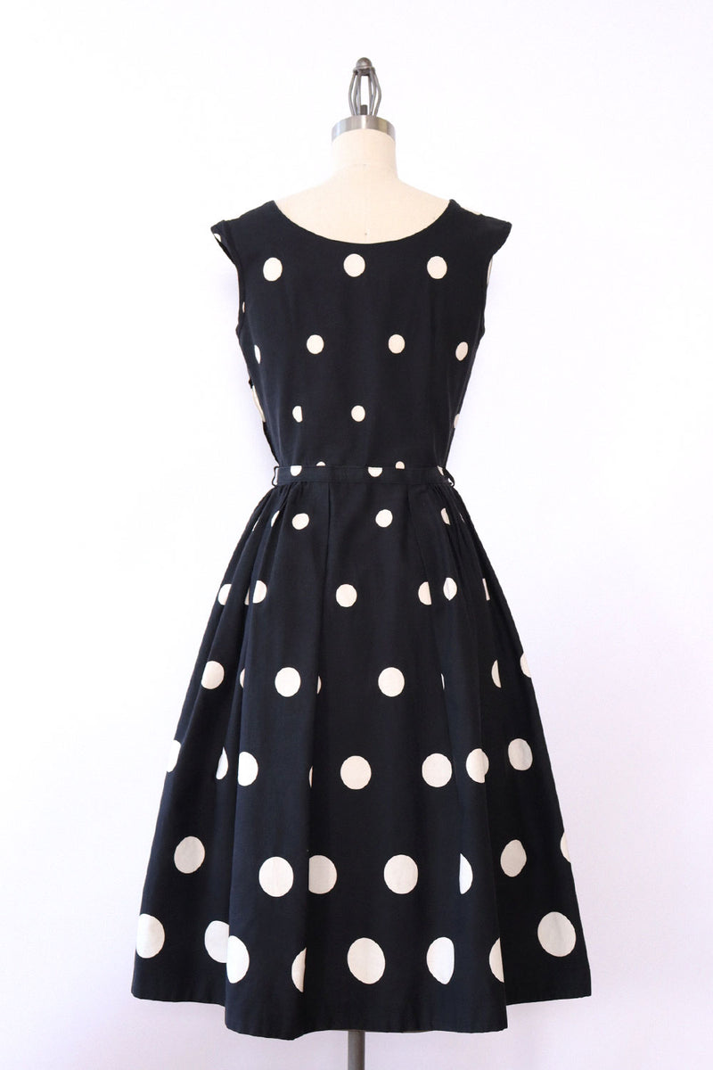 1950s Polka Dot Fit and Flare Dress XS