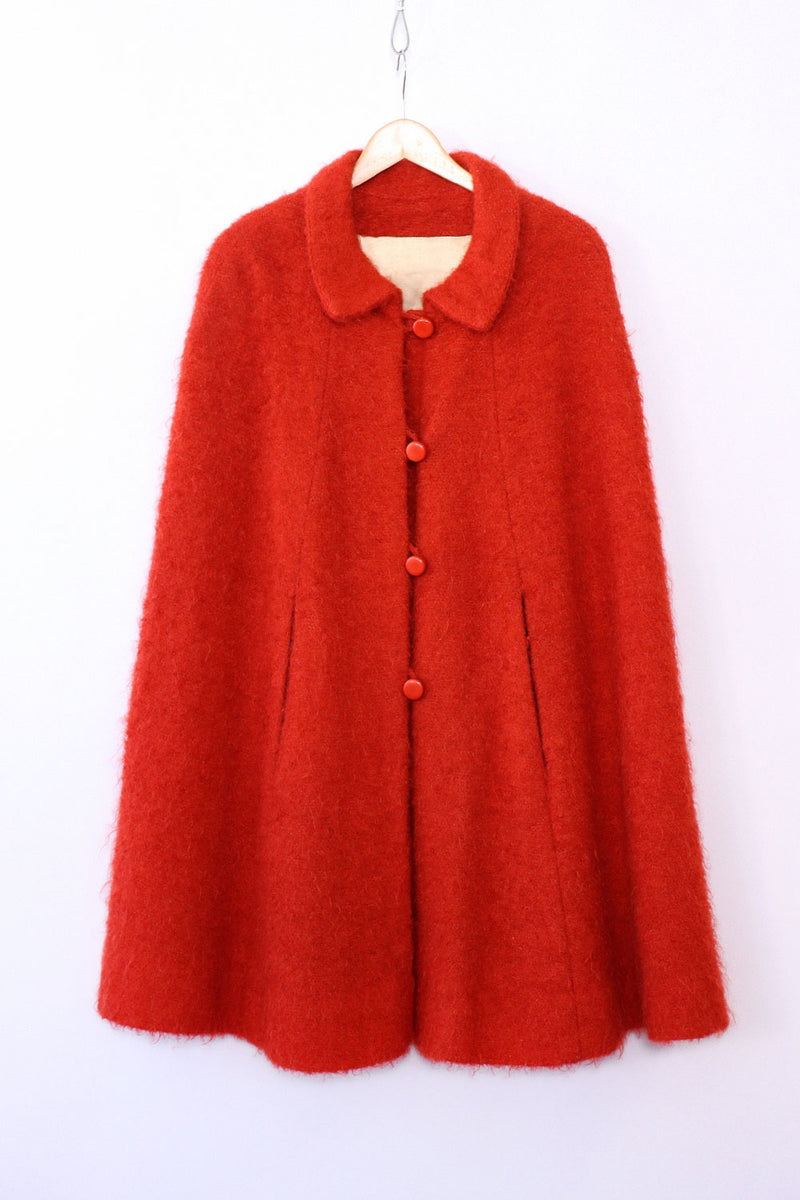 Tangerine Mod Mohair Cape S/M