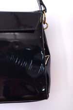 Navy Patent Leather Shoulder Bag