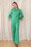 1970s Frog Green Flared Suit S