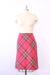 Raspberry Plaid Bias Skirt M