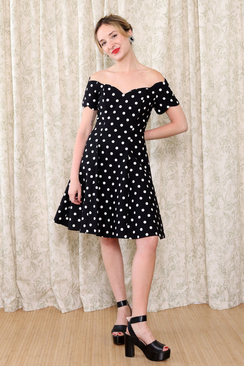 Off Shoulder Polka Dot Party Dress M