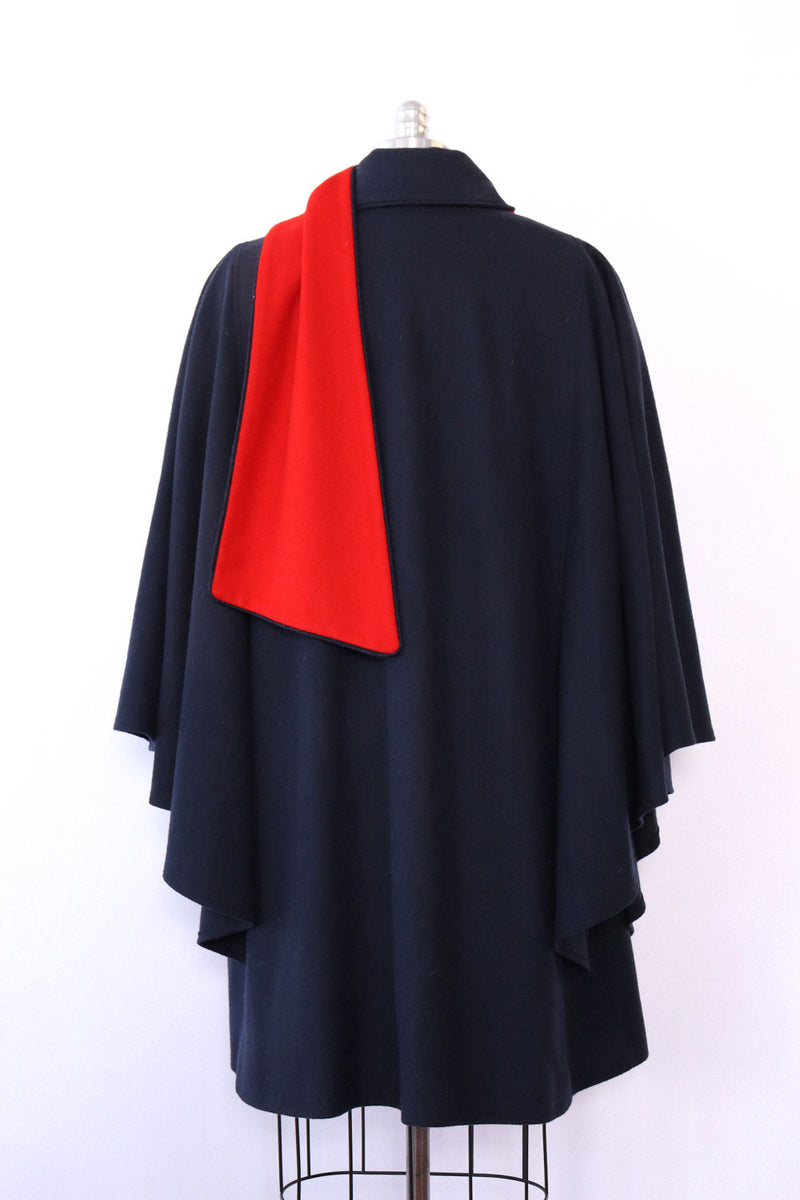 Pop of Red Midnight Blue Cape S-L