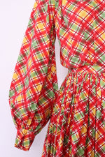 Campy Plaid Cotton Dress w/ Kerchief S