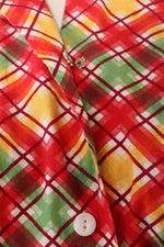 Campy Plaid Cotton Dress w/ Kerchief S