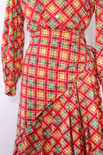 Campy Plaid Cotton Dress w/ Kerchief S