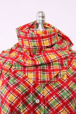 Campy Plaid Cotton Dress w/ Kerchief S