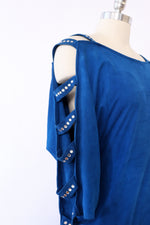 Azure Rhinestone Suede Dress XS-M