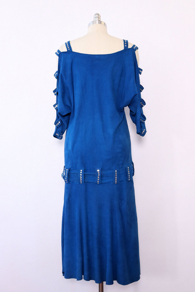 Azure Rhinestone Suede Dress XS-M