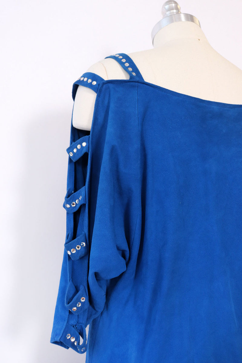 Azure Rhinestone Suede Dress XS-M