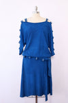 Azure Rhinestone Suede Dress XS-M