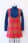 Electric Pink Plaid Mini Jumper M