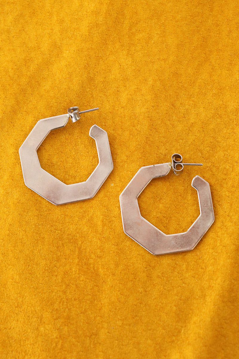 Silvertone Geometric Hoops