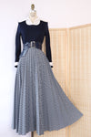 Navy Houndstooth Belted Maxi M/L