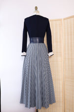 Navy Houndstooth Belted Maxi M/L