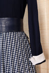 Navy Houndstooth Belted Maxi M/L