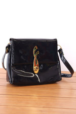 Navy Patent Leather Shoulder Bag