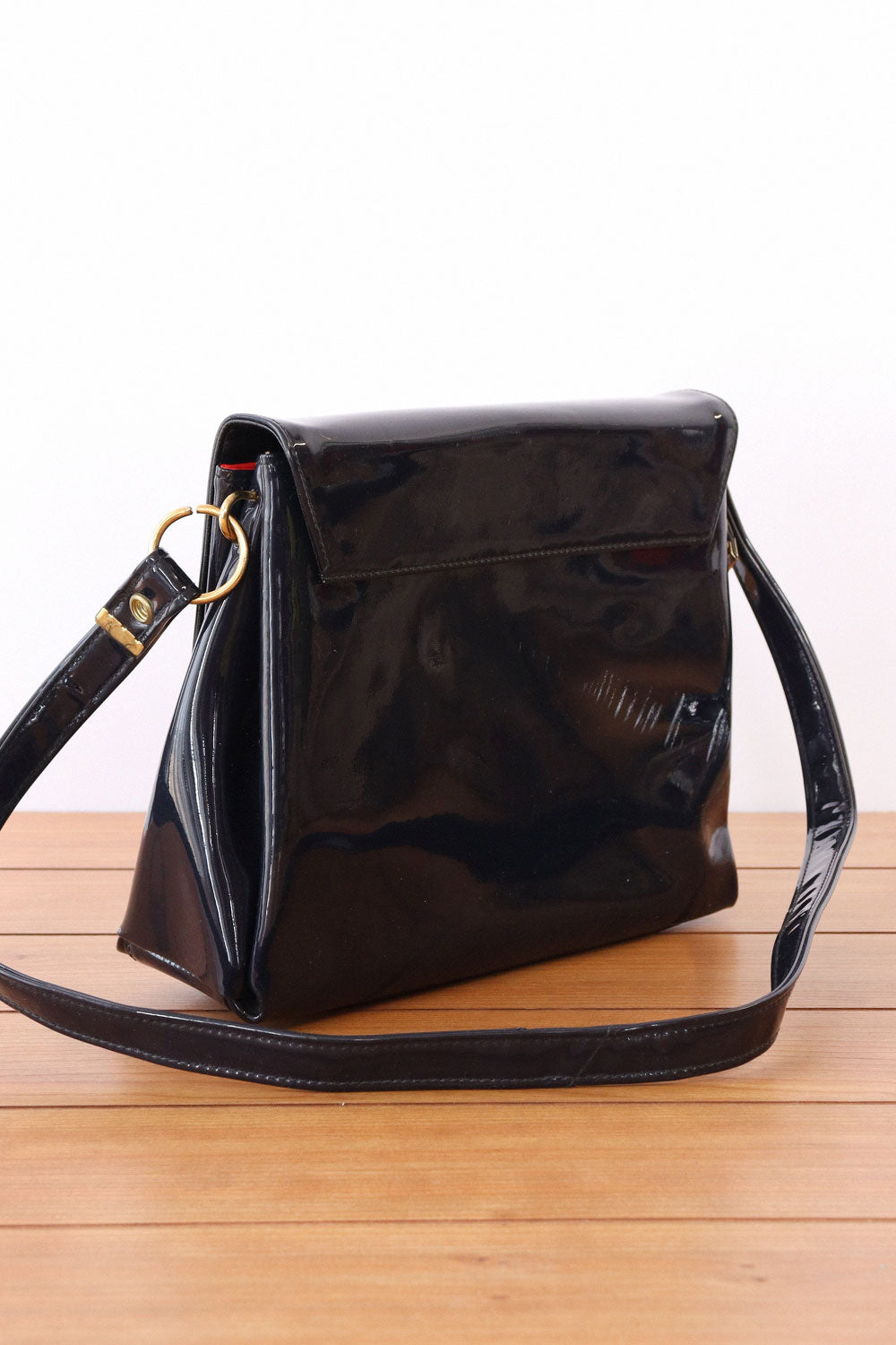 Navy Patent Leather Shoulder Bag