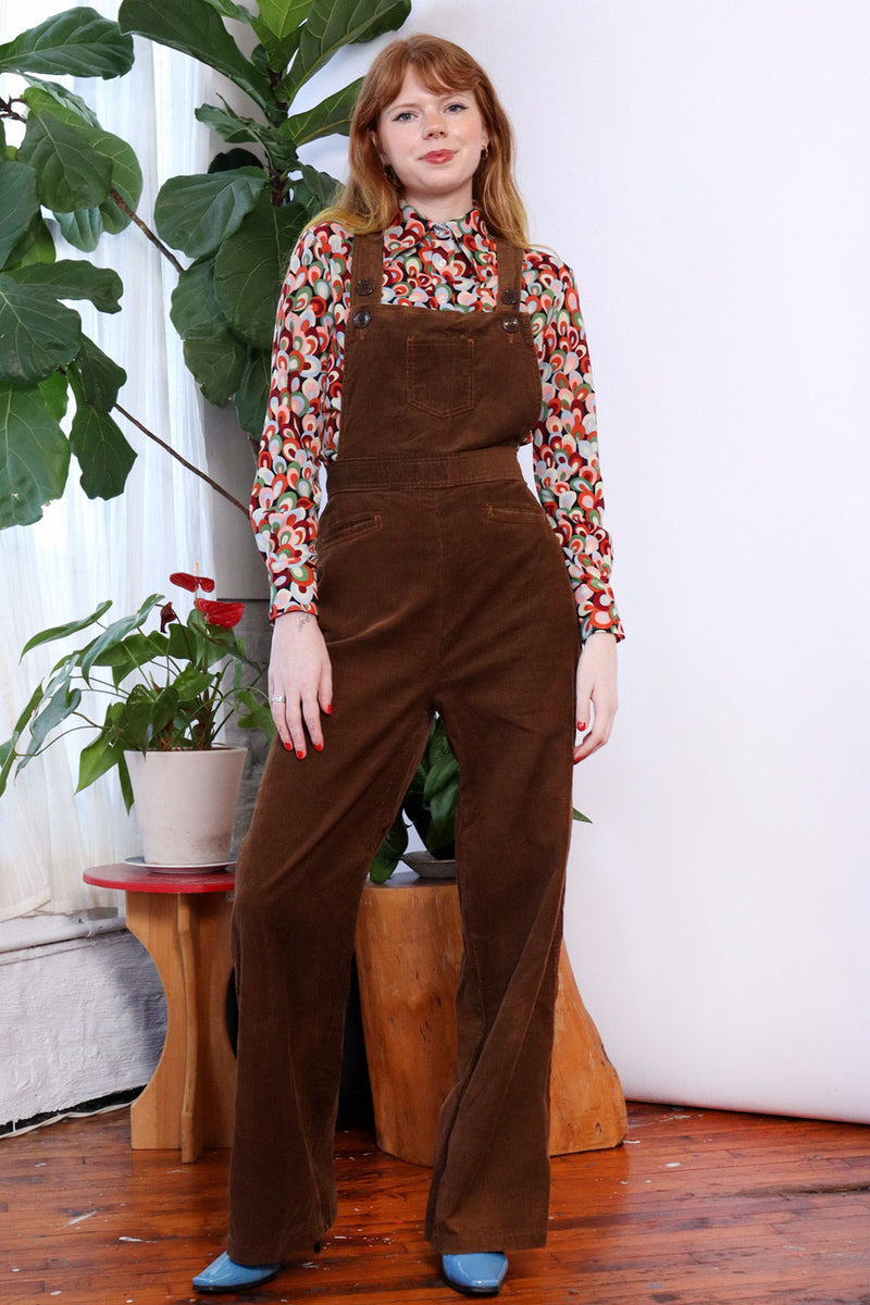 1970s Walnut Corduroy Overalls M/L