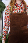 1970s Walnut Corduroy Overalls M/L