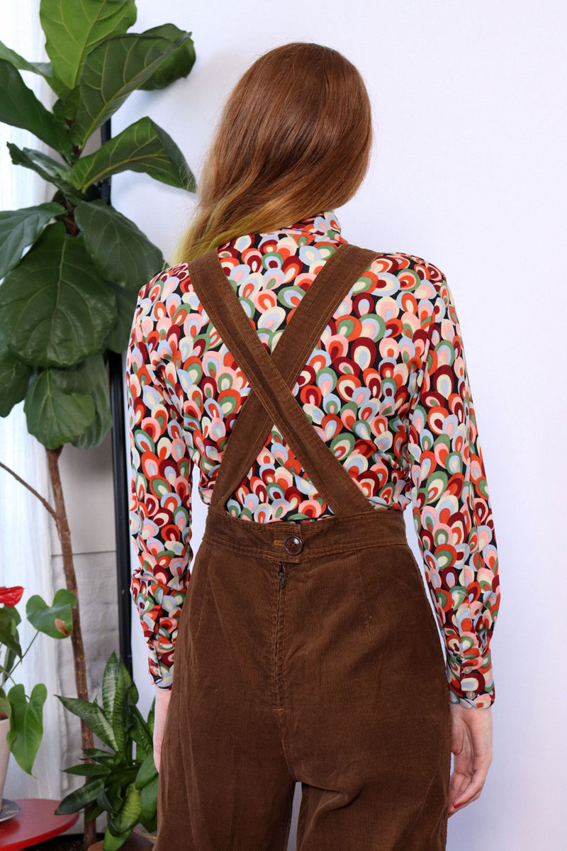 1970s Walnut Corduroy Overalls M/L