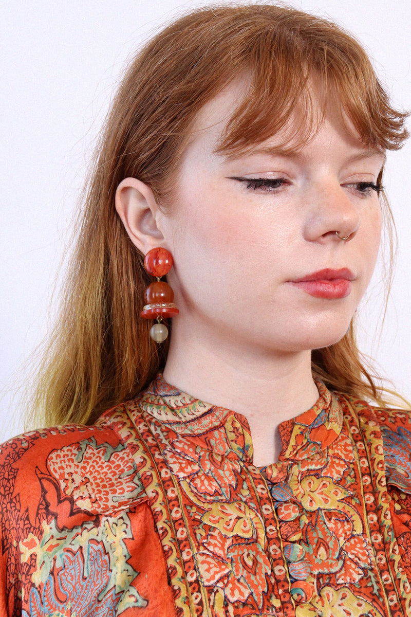 Marbled Amber-esque Clip Dangles